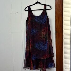 Vintage Onyx Nite by Wendye Chaitin Rainbow‎ Leopard Tiered Dress Size 18